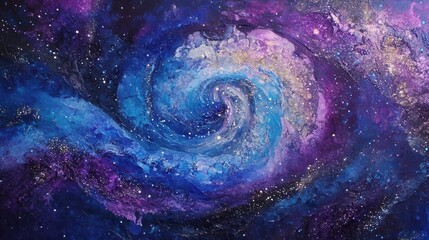 Wall Mural - cosmic nebula swirling with bioluminescent auroras deep purples merging into electric blues scattere