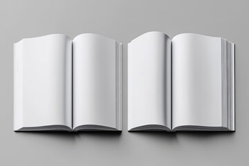 Wall Mural - White magazine with hard covers, blank pages mockup presentation isolated on transparent background, 3d rendering