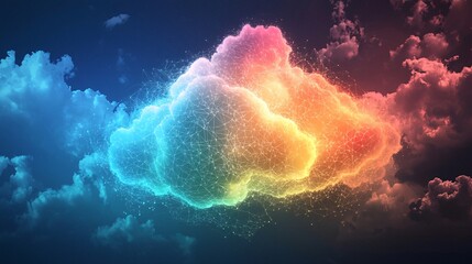 Wall Mural - colorful cloud network abstract digital data technology connectivity concept