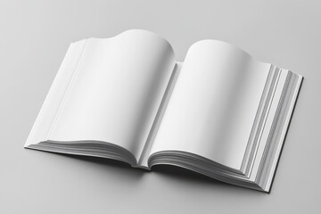 Wall Mural - White magazine with hard covers, blank pages mockup presentation isolated on transparent background, 3d rendering