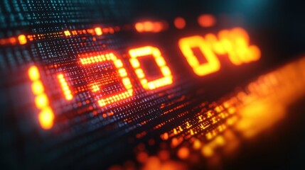 Digital 100% complete code screen, glowing digits