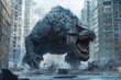 © blvdone - Dinosaur monster destroying a city