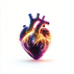 Sticker - vibrant human heart anatomy 3d render medical illustration cardiovascular system