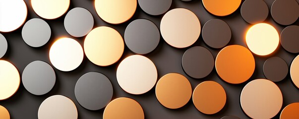Aufkleber - Abstract background of metallic circles with a soft glow on a dark surface in a modern style