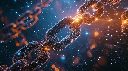 Wall Mural - abstract glowing chain link network digital connection technology background