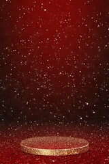 Wall Mural - a red abstract setting with golden light beams.
