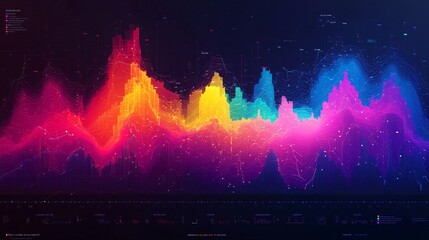 Wall Mural - abstract colorful data visualization dynamic stock market graph financial charts tech background