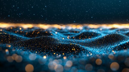 Conceptual illustration of digital technology and online cybersecurity data protection, showcasing a polygon internet network connection set against a dark blue background, with the foreground in