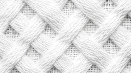 Close-up of White Woven Fabric Texture.