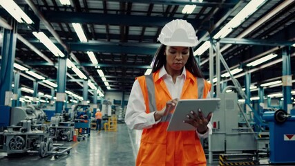 Aufkleber - Woman in safety gear conducts inspection and records data in industrial facility