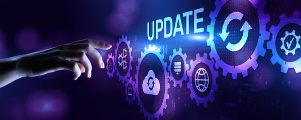 update software system upgrade download new version internet technology concept.