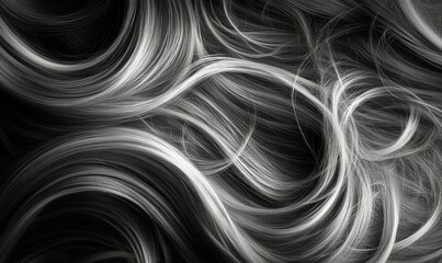 Wall Mural - Black and white flowing lines, swirling and curving.