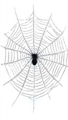 Wall Mural - Black Spider in Geometric Pattern Cobweb. Intricate Weaving of Nature, Perfect for Halloween Design.
