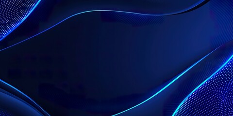 Wall Mural - Abstract blue wavy background with glowing lines. 3d illustration