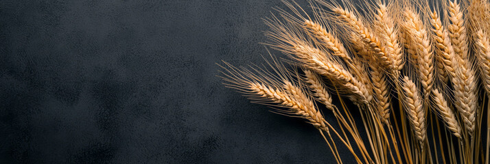 Poster - A high-resolution studio image of wheat stalks swaying gently in a controlled breeze, captured with dramatic lighting to emphasize movement and texture,