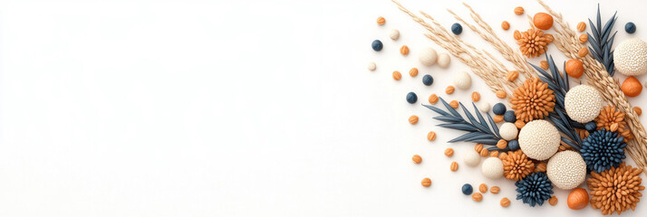 Aufkleber - A vibrant digital illustration of various grains like quinoa, rice, and millet scattered artistically across a clean white background, emphasizing diversity and nutrition,