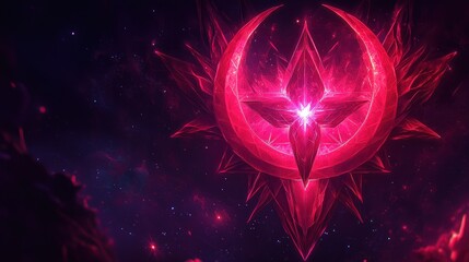 Wall Mural - radiant crimson cosmic symbol in starry night sky