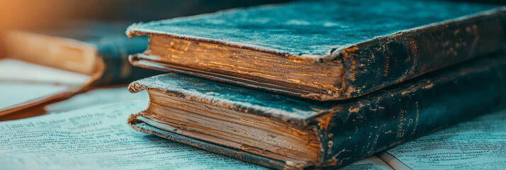 Aufkleber - old book on a wooden table