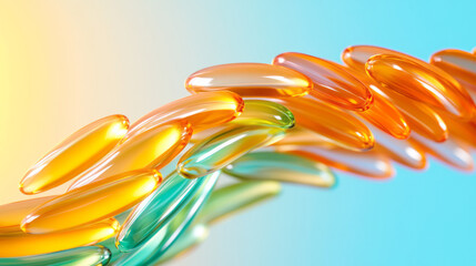 Leinwandbilder - A dynamic close-up photograph of vitamins and minerals pills cascading down a glass surface, capturing motion and vibrant colors in a single frame,