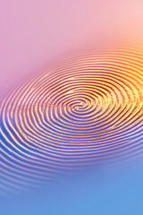Poster - A stunning close-up of a human fingerprint with intricate ridges and swirls, captured in high detail against a softly blurred gradient background, emphasizing the uniqueness of each pattern,