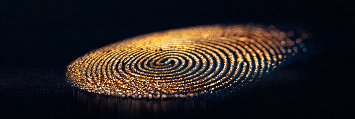 Poster - An elegant close-up of a fingerprint with gold and silver highlights, set against a luxurious velvet background to emphasize the sophistication and detail of the patterns,