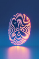 Poster - A striking close-up of a fingerprint with intricate patterns illuminated by soft lighting, creating beautiful shadows and enhancing the depth against a subtle, gradient background,