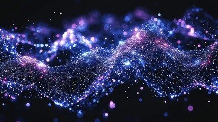 Wall Mural - Vibrant Abstract Background with Glowing Wavy Particle Pattern