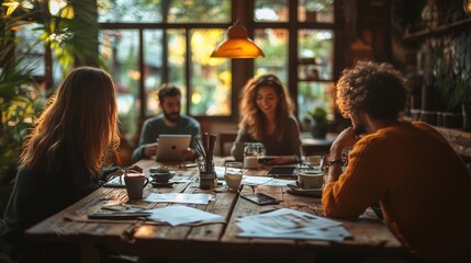 Collaborative Work in Cozy Cafe Setting