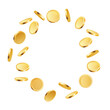 © Frogella.stock - Gold rotating coins. 3d golden realistic coins flying by circle, money prize cash explosion isolated. Vector gambling game, casino and jackpot concept.