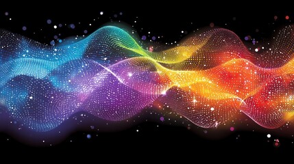 Wall Mural - vibrant cosmic stream: glowing abstract energy wave with sparkling particles
