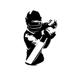 Wall Mural - Cricket player, batter, isolated vector silhouette. Sports