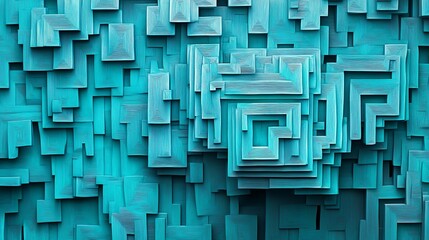 turquoise geometric maze-like artwork