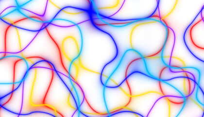 Poster - Abstract colorful spectrum thin linear abstract curved wavy wide pattern for background, wallpaper, banner, label etc. Overlay png design