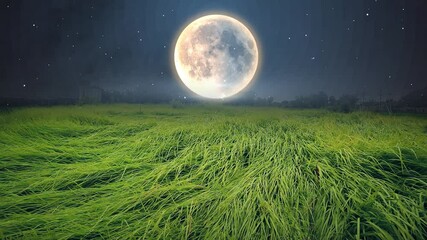 Wall Mural - Beautiful grass under the moonlight