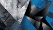 © ByyNrr - Dynamic abstract artwork with textured gray grunge on the left and sleek black-blue triangular patterns on the right, blending technology and modern geometric design.