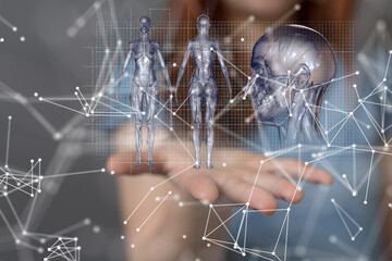 Poster - digital medical futuristic interface 3D rendering