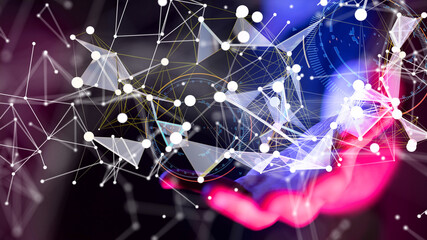 Fototapete - Neural network 3D illustration. Big data and cybersecurity