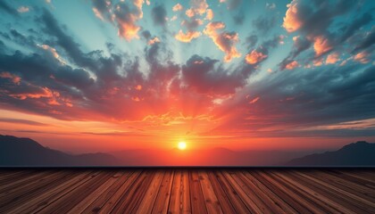 Wall Mural - vibrant sunset over majestic mountain range view
