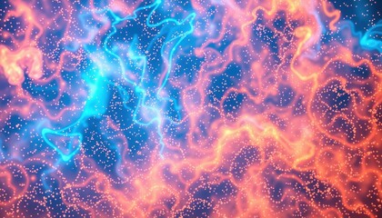 Wall Mural - Abstract swirling nebula with vibrant blue and orange hues