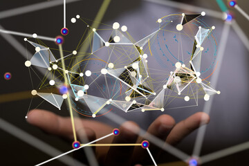 Aufkleber - Neural network 3D illustration. Big data and cybersecurity