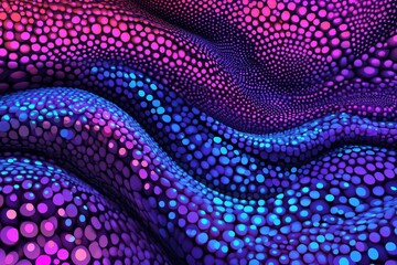 Wall Mural - digital technology concept illustrated by an abstract blue wavy particle design against a dark backg