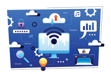 Wall Mural - hand drawn cartoon iot composition