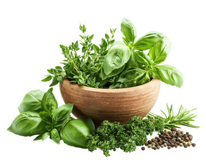 Wall Mural - Fresh Herbs and Spices in Bowl