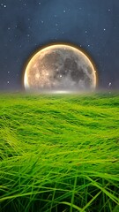 Wall Mural - Beautiful grass under the moonlight