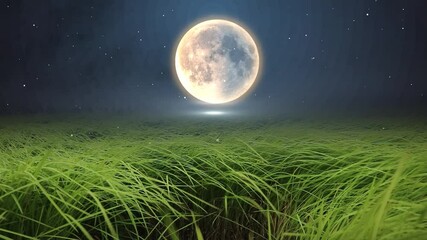 Wall Mural - Beautiful grass under the moonlight