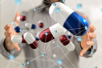 Leinwandbilder - medical on hospital background, medical technology network concept