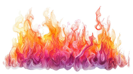 Wall Mural - an abstract artwork depicting stylized flames in a range of warm colors, swirling and flowing dynami