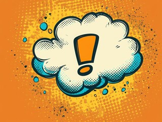 Wall Mural - This comic strip style thought bubble showcases a large, bold exclamation point against a dynamic backdrop