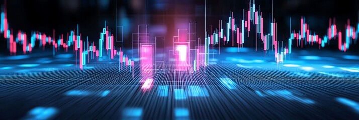 Anti-Money Laundering AML concept. Abstract digital financial graph with vibrant colors and data visualization elements.