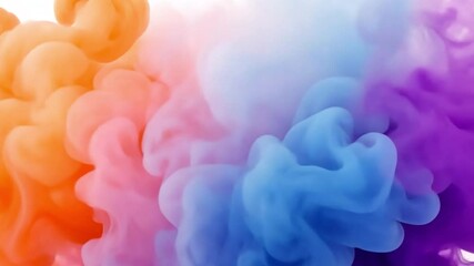 Abstract Swirls of Color: A vibrant, abstract composition featuring swirling clouds of orange, pink, blue and purple ink, creating a captivating blend of colors and shapes.